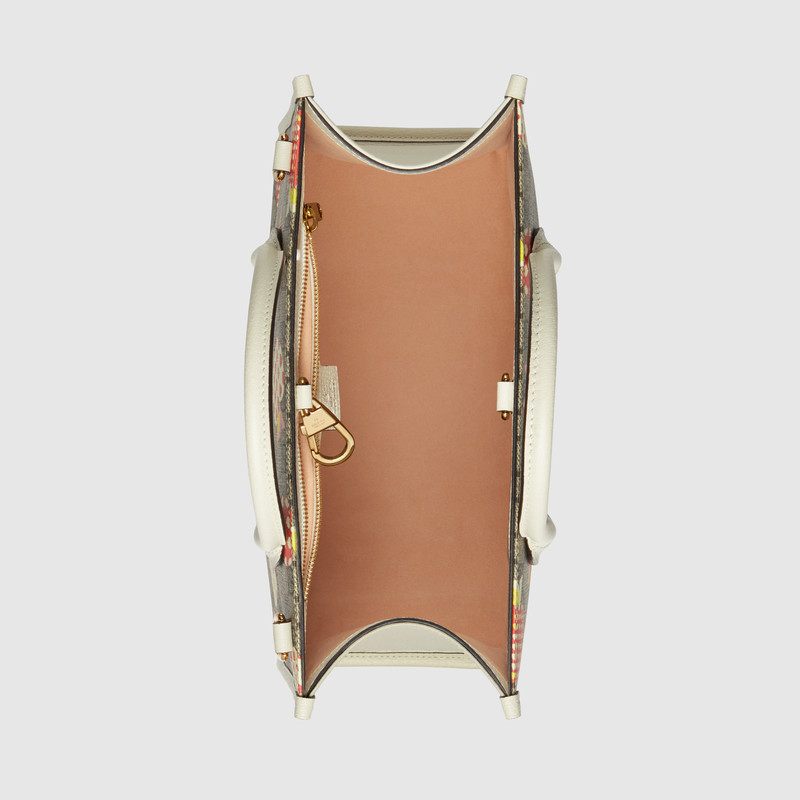 ハートアップルモチーフの小さなトートバッグ-6